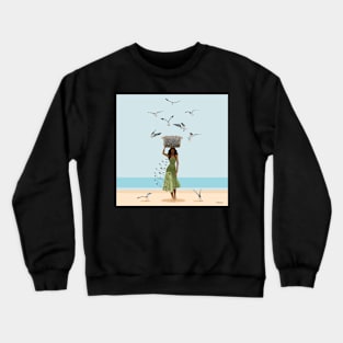 Woman and birds Crewneck Sweatshirt